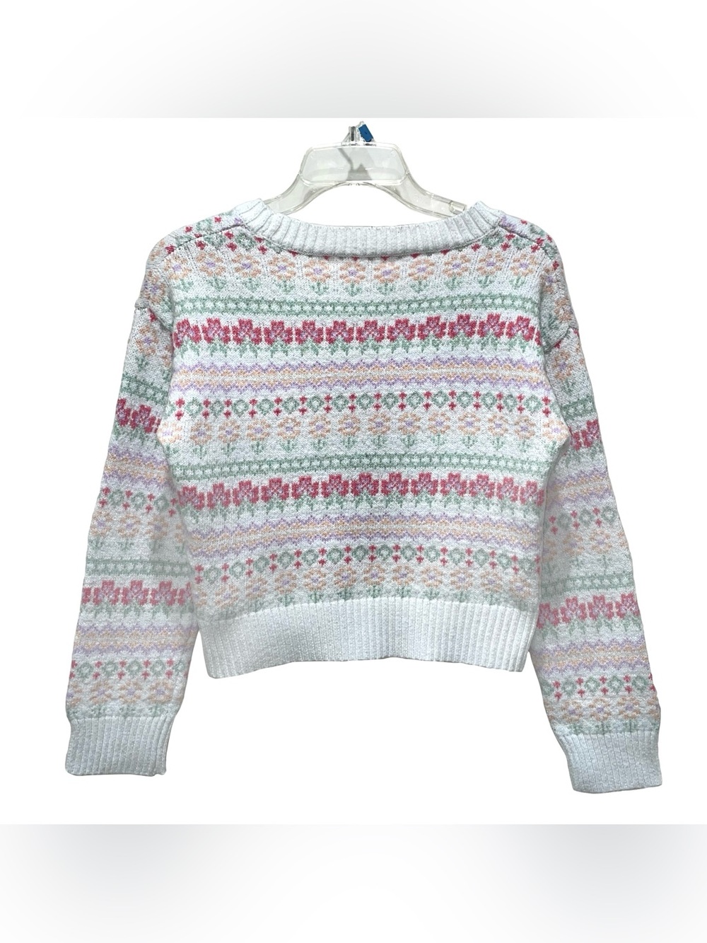 VTG Sugar Moon Fair Isle Cottagecore Sweater Sz SM Coquette Twee Floral Dopamine